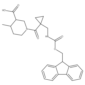 1-{1-[({[(9H-fluoren-9-yl)methoxy]carbonyl}amino)methyl]cyclopropanecarbonyl}-4-methylpiperidine-3-carboxylic acid Structure