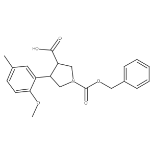 rac-(3R,4S)-1-[(benzyloxy)carbonyl]-4-(2-methoxy-5-methylphenyl)pyrrolidine-3-carboxylic acid Structure