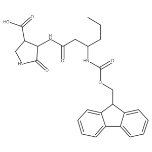 4-[(3S)-3-({[(9H-fluoren-9-yl)methoxy]carbonyl}amino)hexanamido]-5-oxopyrrolidine-3-carboxylic acid结构式