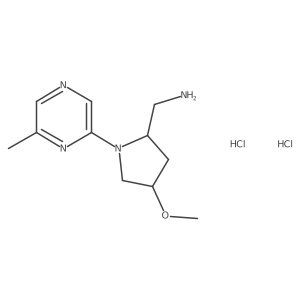 [(2R,4R)-4-Methoxy-1-(6-methylpyrazin-2-yl)pyrrolidin-2-yl]methanamine;dihydrochloride结构式