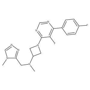 1-[5-fluoro-6-(4-fluorophenyl)pyrimidin-4-yl]-N-methyl-N-[(4-methyl-4H-1,2,4-triazol-3-yl)methyl]azetidin-3-amine结构式