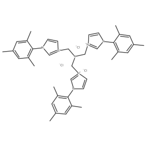 3,3'-((((3-Mesityl-1H-imidazol-3-ium-1-yl)methyl)azanediyl)bis(methylene))bis(1-mesityl-1H-imidazol-3-ium) chloride结构式