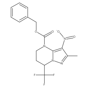 benzyl 2-methyl-3-nitro-7-(trifluoromethyl)-4H,5H,6H,7H-pyrazolo[1,5-a]pyrimidine-4-carboxylate结构式