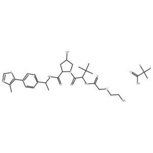 1-[2-[[2-(2-aminoethoxy)acetyl]amino]-3,3-dimethylbutanoyl]-4-hydroxy-N-[1-[4-(4-methyl-1,3-thiazol-5-yl)phenyl]ethyl]pyrrolidine-2-carboxamide;2,2,2-trifluoroacetic acid结构式