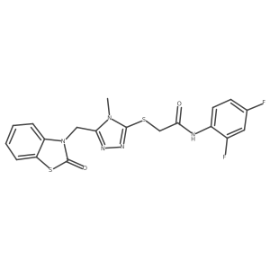 N-(2,4-difluorophenyl)-2-((4-methyl-5-((2-oxobenzo[d]thiazol-3(2H)-yl)methyl)-4H-1,2,4-triazol-3-yl)thio)acetamide结构式
