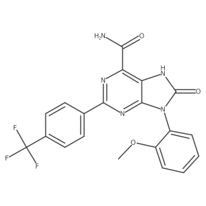 9-(2-methoxyphenyl)-8-oxo-2-(4-(trifluoromethyl)phenyl)-8,9-dihydro-7H-purine-6-carboxamide结构式