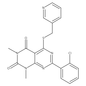 7-(2-chlorophenyl)-1,3-dimethyl-5-(3-pyridylmethylsulfanyl)pyrimido[4,5-d]pyrimidine-2,4-dione结构式