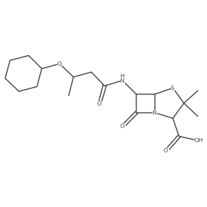 (2S,5R,6R)-6-[[3-(Cyclohexyloxy)-1-oxobutyl]amino]-3,3-dimethyl-7-oxo-4-thia-1-azabicyclo[3.2.0]heptane-2-carboxylic acid结构式