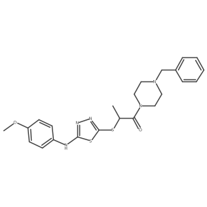 1-(4-Benzylpiperazin-1-yl)-2-({5-[(4-methoxyphenyl)amino]-1,3,4-thiadiazol-2-yl}sulfanyl)propan-1-one结构式