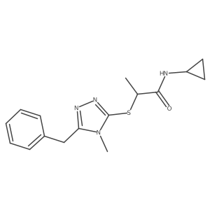 2-[(5-benzyl-4-methyl-1,2,4-triazol-3-yl)sulfanyl]-N-cyclopropylpropanamide Structure