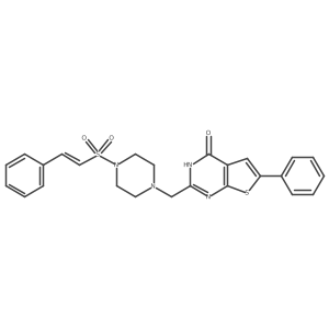 6-phenyl-2-{[4-(2-phenylethenesulfonyl)piperazin-1-yl]methyl}-3H,4H-thieno[2,3-d]pyrimidin-4-one Structure