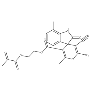 2-({2'-Amino-3'-cyano-6',7-dimethyl-2-oxo-1,2-dihydrospiro[indole-3,4'-pyran]-5'-yl}carbonyloxy)ethyl 2-methylprop-2-enoate结构式