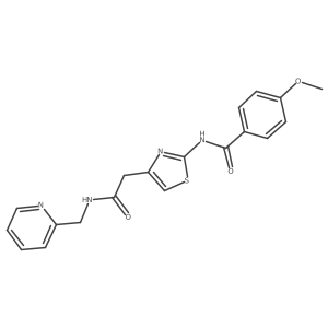 4-methoxy-N-(4-(2-oxo-2-((pyridin-2-ylmethyl)amino)ethyl)thiazol-2-yl)benzamide Structure