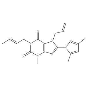 1-((2E)but-2-enyl)-8-(3,5-dimethylpyrazolyl)-3-methyl-7-prop-2-enyl-1,3,7-trih ydropurine-2,6-dione Structure
