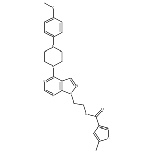 N-(2-{4-[4-(4-methoxyphenyl)piperazin-1-yl]-1H-pyrazolo[3,4-d]pyrimidin-1-yl}ethyl)-5-methyl-1,2-oxazole-3-carboxamide结构式