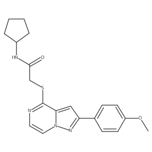 N-cyclopentyl-2-{[2-(4-methoxyphenyl)pyrazolo[1,5-a]pyrazin-4-yl]sulfanyl}acetamide结构式