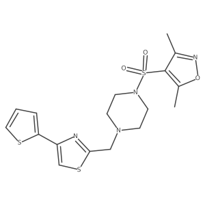 Cc1noc(C)c1S(=O)(=O)N1CCN(Cc2nc(-c3cccs3)cs2)CC1结构式