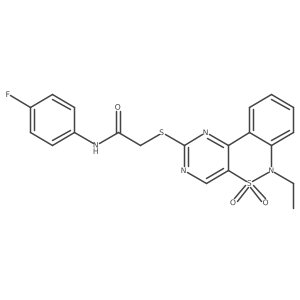 2-((6-ethyl-5,5-dioxido-6H-benzo[c]pyrimido[4,5-e][1,2]thiazin-2-yl)thio)-N-(4-fluorophenyl)acetamide结构式