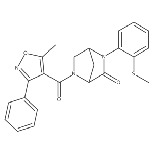 (1S*,4S*)-5-[(5-methyl-3-phenyl-4-isoxazolyl)carbonyl]-2-[2-(methylthio)phenyl]-2,5-diazabicyclo[2.2.1]heptan-3-one结构式