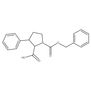 rac-(2R,3S)-1-[(benzyloxy)carbonyl]-3-phenylpyrrolidine-2-carboxylic acid结构式