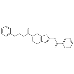 N-(5-(3-(phenylthio)propanoyl)-4,5,6,7-tetrahydrothiazolo[5,4-c]pyridin-2-yl)pyrazine-2-carboxamide Structure