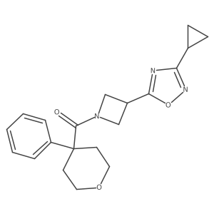 (3-(3-cyclopropyl-1,2,4-oxadiazol-5-yl)azetidin-1-yl)(4-phenyltetrahydro-2H-pyran-4-yl)methanone结构式