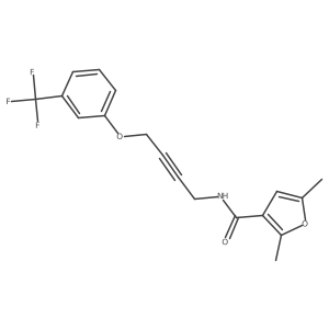 2,5-dimethyl-N-(4-(3-(trifluoromethyl)phenoxy)but-2-yn-1-yl)furan-3-carboxamide结构式