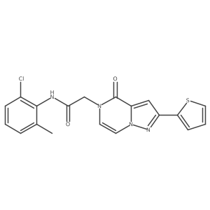 N-(2-chloro-6-methylphenyl)-2-(4-oxo-2-(thiophen-2-yl)pyrazolo[1,5-a]pyrazin-5(4H)-yl)acetamide结构式
