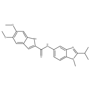 5,6-dimethoxy-N-[1-methyl-2-(propan-2-yl)-1H-benzimidazol-5-yl]-1H-indole-2-carboxamide Structure