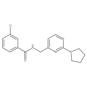 3-chloro-N-((2-(pyrrolidin-1-yl)pyrimidin-4-yl)methyl)benzamide结构式