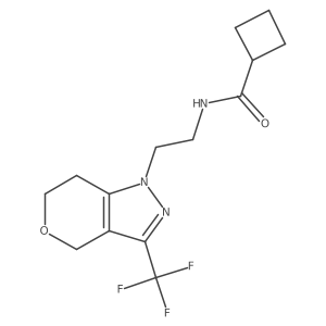 N-(2-(3-(trifluoromethyl)-6,7-dihydropyrano[4,3-c]pyrazol-1(4H)-yl)ethyl)cyclobutanecarboxamide结构式