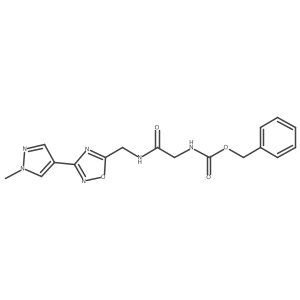 benzyl (2-(((3-(1-methyl-1H-pyrazol-4-yl)-1,2,4-oxadiazol-5-yl)methyl)amino)-2-oxoethyl)carbamate结构式