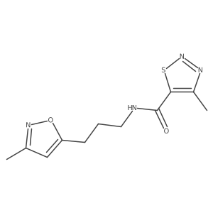 4-methyl-N-(3-(3-methylisoxazol-5-yl)propyl)-1,2,3-thiadiazole-5-carboxamide结构式