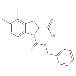 1-[(benzyloxy)carbonyl]-4,5-dimethyl-2,3-dihydro-1H-indole-2-carboxylic acid结构式