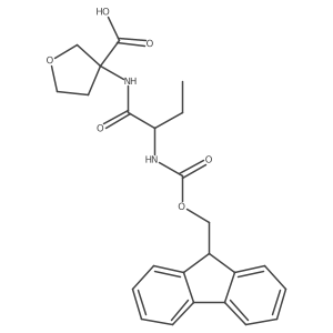 3-[(2R)-2-({[(9H-fluoren-9-yl)methoxy]carbonyl}amino)butanamido]oxolane-3-carboxylic acid结构式