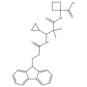 1-[3-cyclopropyl-3-({[(9H-fluoren-9-yl)methoxy]carbonyl}amino)-2,2-difluoropropanamido]cyclobutane-1-carboxylic acid结构式