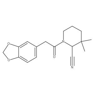 2-Piperidinecarbonitrile, 1-[2-(1,3-benzodioxol-5-yl)acetyl]-3,3-dimethyl-结构式