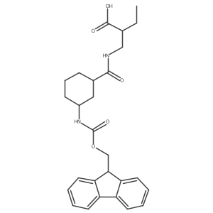 rac-2-({[(1R,3R)-3-({[(9H-fluoren-9-yl)methoxy]carbonyl}amino)cyclohexyl]formamido}methyl)butanoic acid Structure