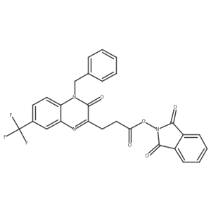 1,3-dioxo-2,3-dihydro-1H-isoindol-2-yl 3-[4-benzyl-3-oxo-7-(trifluoromethyl)-3,4-dihydroquinoxalin-2-yl]propanoate结构式