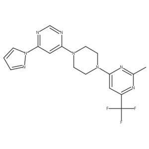 2-methyl-4-{4-[6-(1H-pyrazol-1-yl)pyrimidin-4-yl]piperazin-1-yl}-6-(trifluoromethyl)pyrimidine Structure