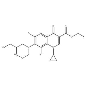 1-Cyclopropyl-6,8-difluoro-7-(3-hydroxymethyl-piperazin-1-yl)-4-oxo-1,4-dihydro-quinoline-3-carboxylicacid ethyl ester Structure