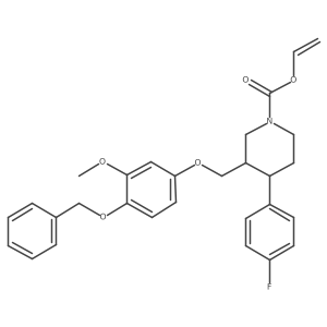 Ethenyl (3S,4R)-4-(4-fluorophenyl)-3-[[3-methoxy-4-(phenylmethoxy)phenoxy]methyl]-1-piperidinecarboxylate结构式
