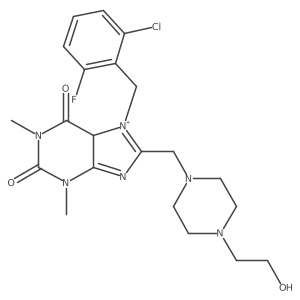 7-[(2-chloro-6-fluorophenyl)methyl]-8-[[4-(2-hydroxyethyl)piperazin-1-yl]methyl]-1,3-dimethyl-5H-purin-7-ium-2,6-dione Structure