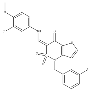 (3Z)-3-{[(3-chloro-4-methoxyphenyl)amino]methylidene}-1-[(3-fluorophenyl)methyl]-1H,3H,4H-2lambda6-thieno[3,2-c][1,2]thiazine-2,2,4-trione Structure
