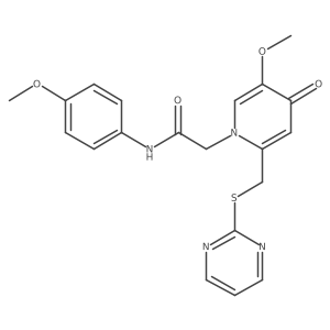 2-(5-methoxy-4-oxo-2-((pyrimidin-2-ylthio)methyl)pyridin-1(4H)-yl)-N-(4-methoxyphenyl)acetamide结构式