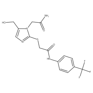 2-((1-(2-amino-2-oxoethyl)-5-(hydroxymethyl)-1H-imidazol-2-yl)thio)-N-(4-(trifluoromethyl)phenyl)acetamide Structure