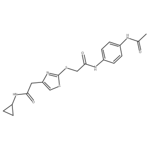 N-(4-acetamidophenyl)-2-((4-(2-(cyclopropylamino)-2-oxoethyl)thiazol-2-yl)thio)acetamide结构式