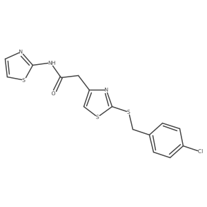 2-(2-((4-chlorobenzyl)thio)thiazol-4-yl)-N-(thiazol-2-yl)acetamide Structure