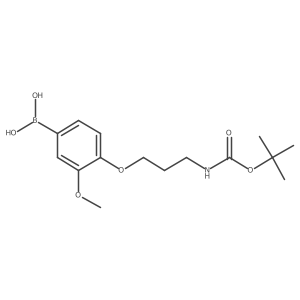 C-(1,1-Dimethylethyl) N-[3-(4-borono-2-methoxyphenoxy)propyl]carbamate结构式