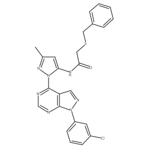 2-(benzylsulfanyl)-N-{1-[1-(3-chlorophenyl)-1H-pyrazolo[3,4-d]pyrimidin-4-yl]-3-methyl-1H-pyrazol-5-yl}acetamide Structure